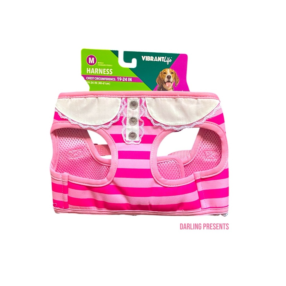 Vibrant Life Stripped Harness Dog Color Pink M